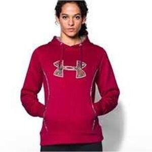 Under Armour ColdGear Storm1 Hoodie Pink Camo Logo Women's Large